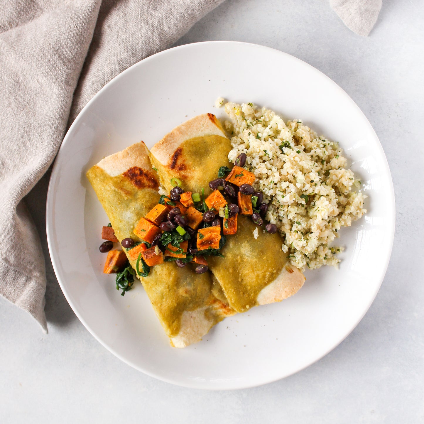 SWEET POTATO & BLACK BEAN ENCHILADAS