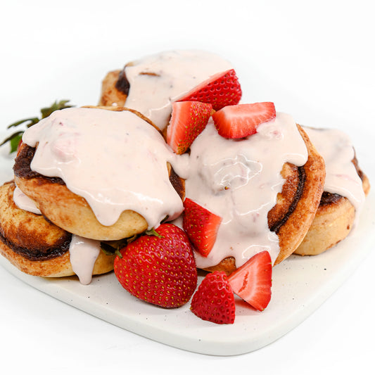 STRAWBERRY GLAZED CINNAMON ROLLS